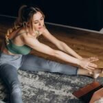 Woman working out at home