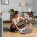 woman working out at home