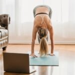 Woman working out in an online workout group