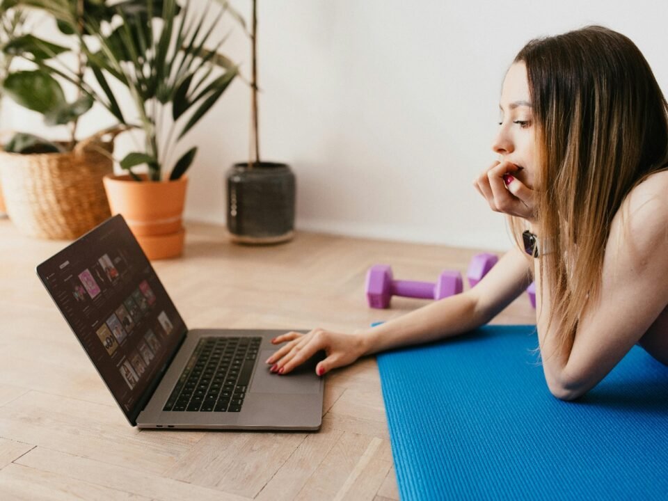 Woman Looking For Workout Classes Online