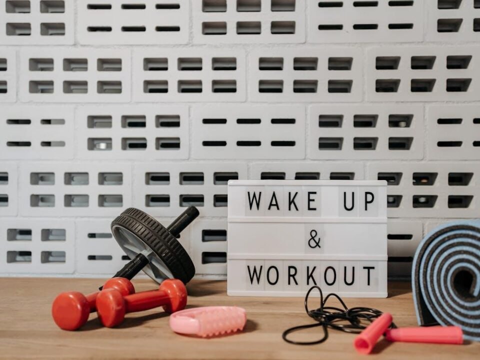 A lightbox and gym equipment